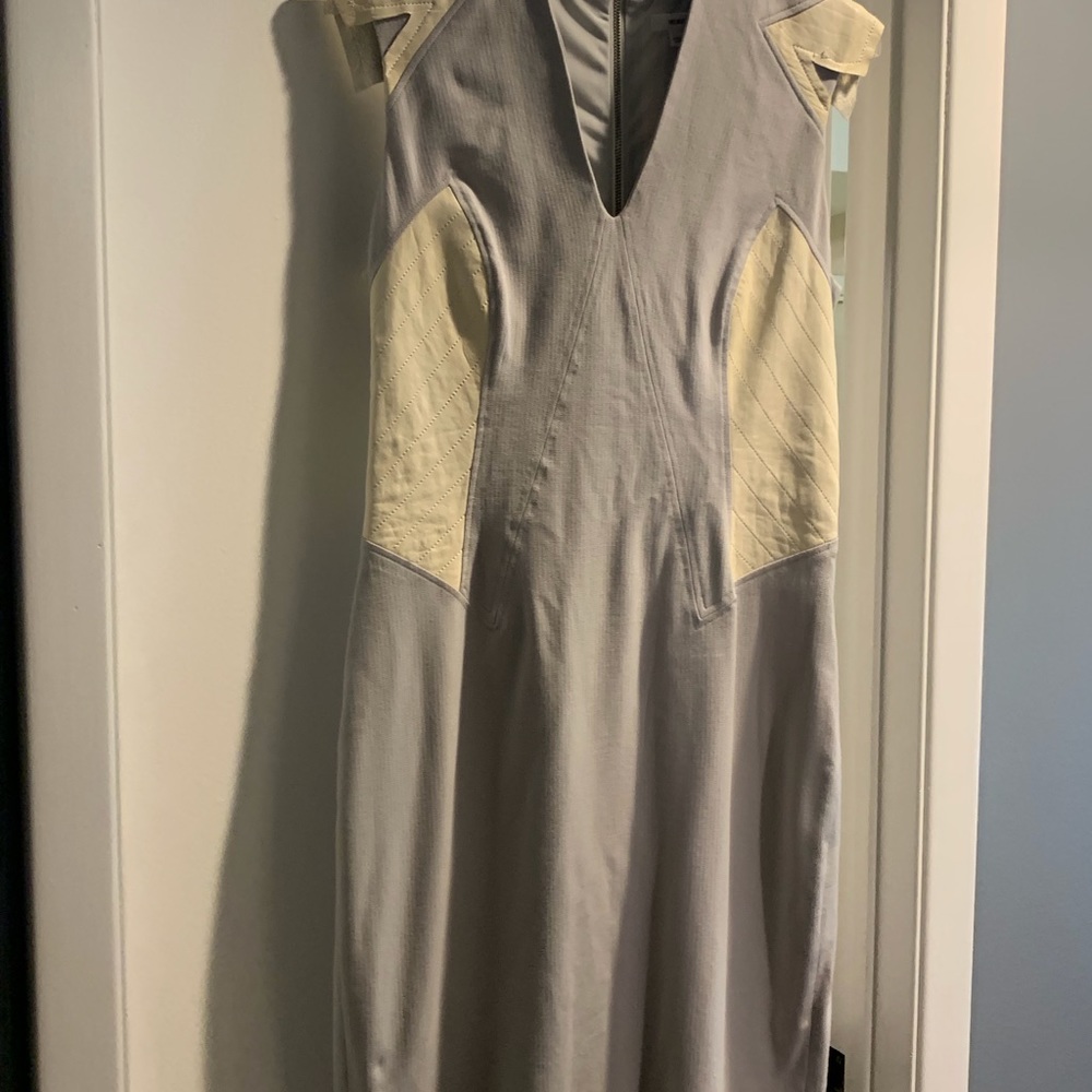 Helmet Lang wool dress with leather detail